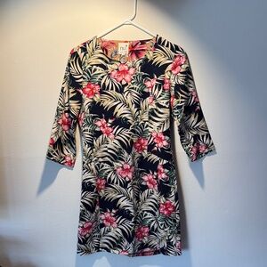 Nu Floral Long Sleeve Dress - Black and Pink